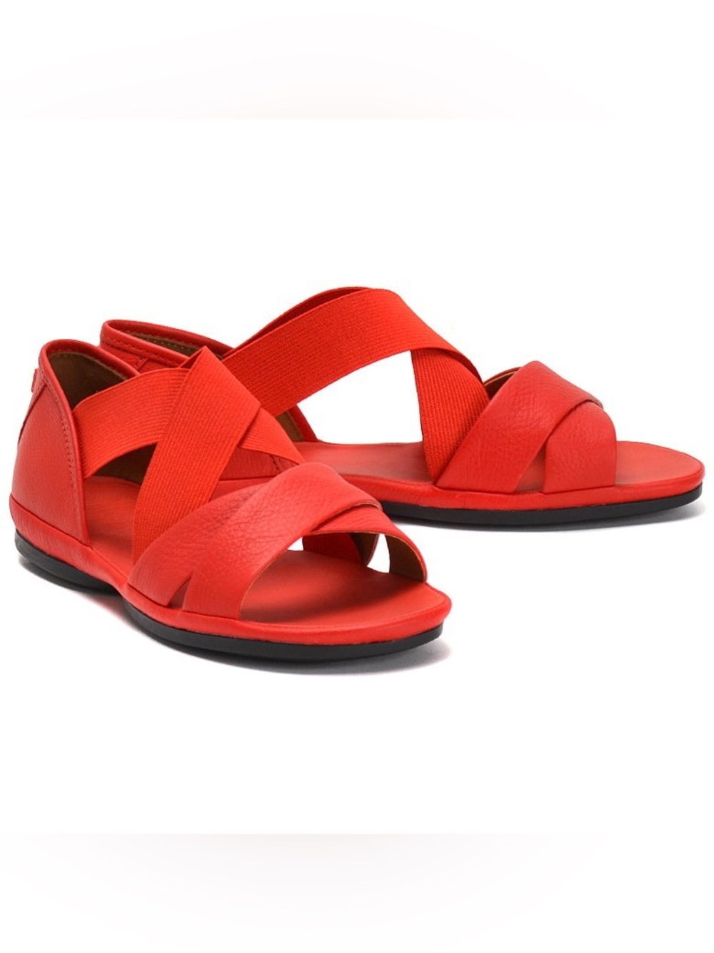 Camper ‘Right’ Red Leather Strappy Sandal Flats - Picture 4 of 10